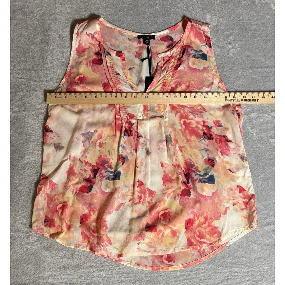 Willi Smith Women’s Size Medium Multicolored Sleeveless Pleated Blouse - Picture 3 of 7